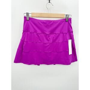 Husnainna Bright Purple Tiered Activewear Mini Skirt Skort Women's Size 6 NWT